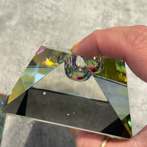 House of Goebel vintage W Germany lead crystal iridescent candle holders - Picture 8 of 16